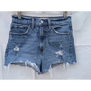 Abercrombie‎ & Fitch Womens High Rise Mom Shorts Sz 25/0 Distressed Curve Love